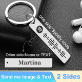 Personalized Spotify Code Keychain Engraved Name Song Music Keyring Scannable Song Key Ring Chain Holder Gift for Couple P040