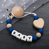 Fashion Personalized Name Baby Pacifier Clips Wooden Dummy Nipple Holder Clip Chain Silicone Letter Beads Newborn Teething Toys