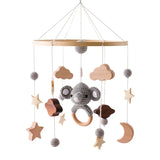 Let's Make Wooden Baby Rattles Soft Felt Cartoon Bear Cloudy Star Moon Hanging Bed Bell Mobile Crib Montessori Education Toys