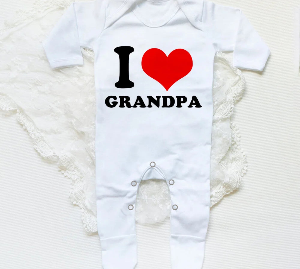 I Love Papa Mama Baby Babygrow Sleepsuit Baby Coming Home Outfit Newbron Shower Gift Boy Girl Cute Sleepsuit Infant White Romper