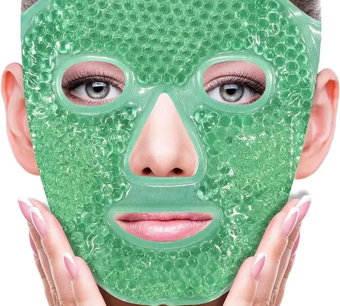 SPA Ice Cold and Hot Heat Full Face Eye Mask Sleeping Ice Pack Reduce Face Puff Dark Circles Gel Beads Compress for Woman