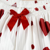 White Valentines Heart Print Spaghetti Cami and Shorts Pajama Set