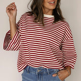 Red Striped Bowknot Backless T-Shirt