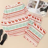 White Christmas Pullover and Drawstring Pants Pajama Set