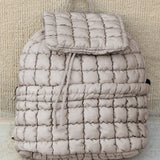 Black Solid Flapped Quilted Puffer Backpack