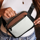 White Color Block Adjustable Belt PU Leather Crossbody Bag