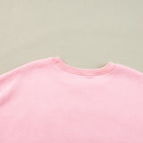 Pink LOVER Letter Graphic Drop Shoulder Pullover Sweatshirt