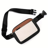 White Color Block Adjustable Belt PU Leather Crossbody Bag