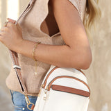 White Casual Multi Zipped Street Sling Bag