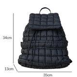 Black Solid Flapped Quilted Puffer Backpack