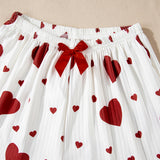 White Valentines Heart Print Spaghetti Cami and Shorts Pajama Set